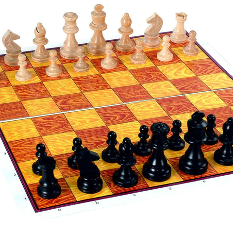 Chess set with wooden pieces