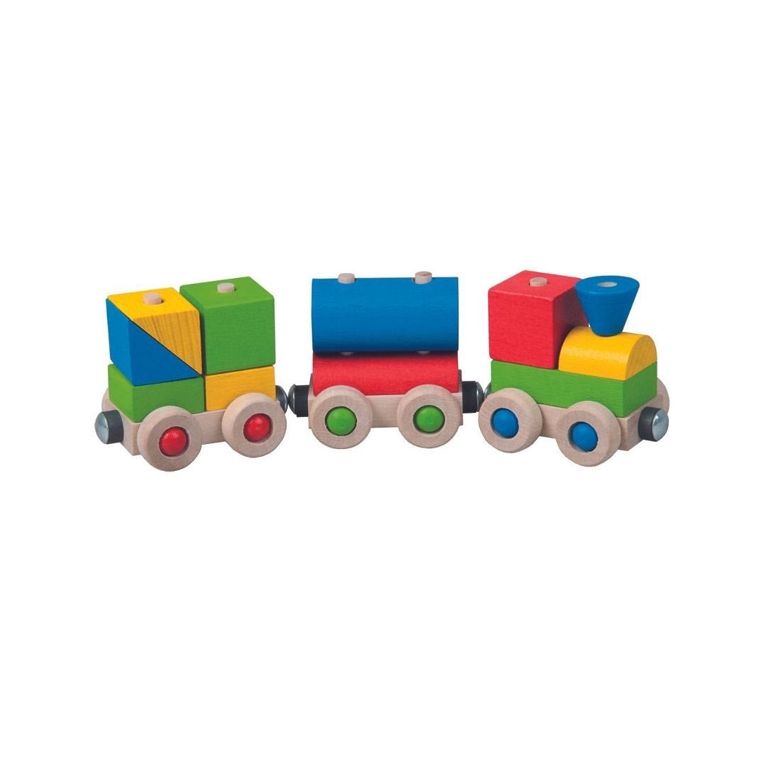 Comboio de madeira magnético com peças para encaixar