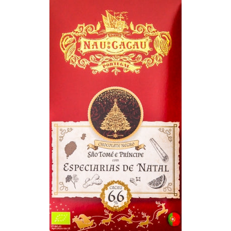 Chocolate Nau do Cacau - Especiarias de Natal (S. Tomé 66%)